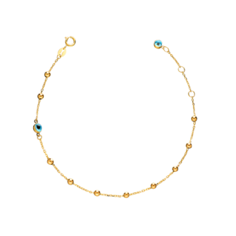 Gold Ball and Eye Chain Bracelet