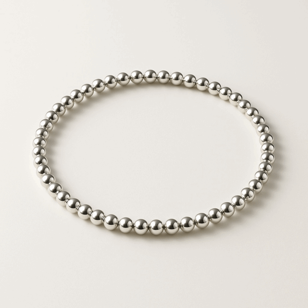 3mm Silver Ball Bead Bracelet on Elastic