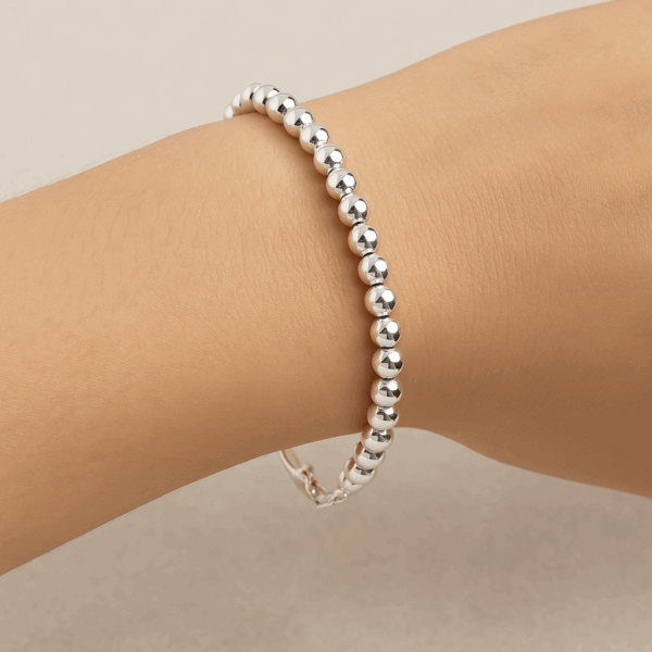 6mm Silver Ball Bead Bracelet