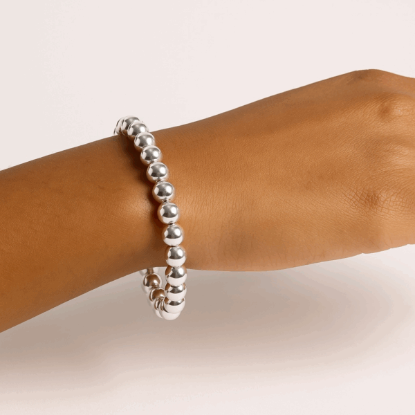 8mm Silver Ball Bead Bracelet