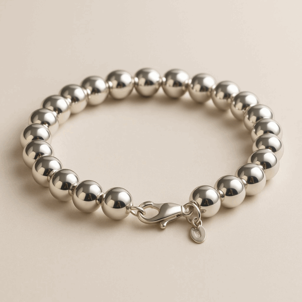 8mm Silver Ball Bead Bracelet