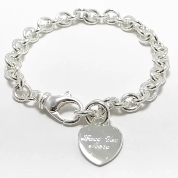 Heavy Cable Chain Bracelet with Heart Tag