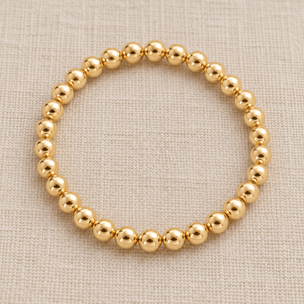 6mm Gold Filled Ball Bead Bracelet on Elastic