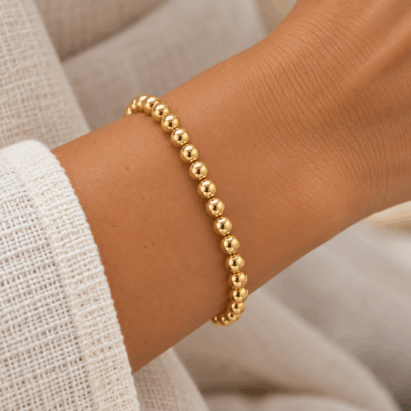 5mm Gold Filled Ball Bead Bracelet on Elastic