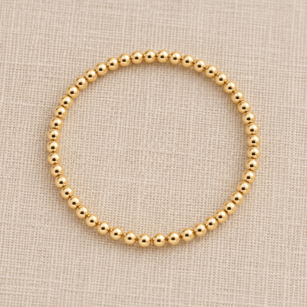 3mm Gold Filled Ball Bead Bracelet on Elastic