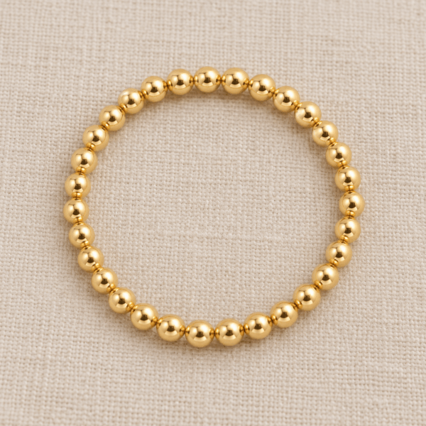 5mm Gold Filled Ball Bead Bracelet on Elastic