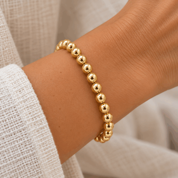 6mm Gold Filled Ball Bead Bracelet on Elastic