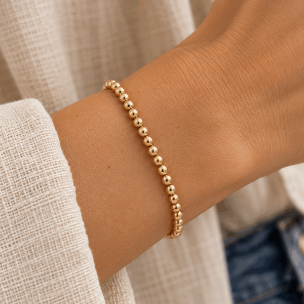 3mm Gold Filled Ball Bead Bracelet on Elastic