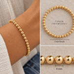 4mm Gold Filled Ball Bead Bracelet on Elastic