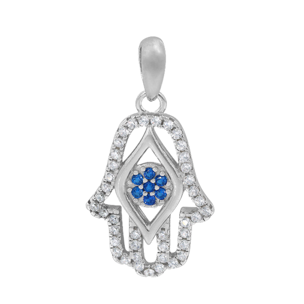 Sterling Silver Stone Hamsa Charm