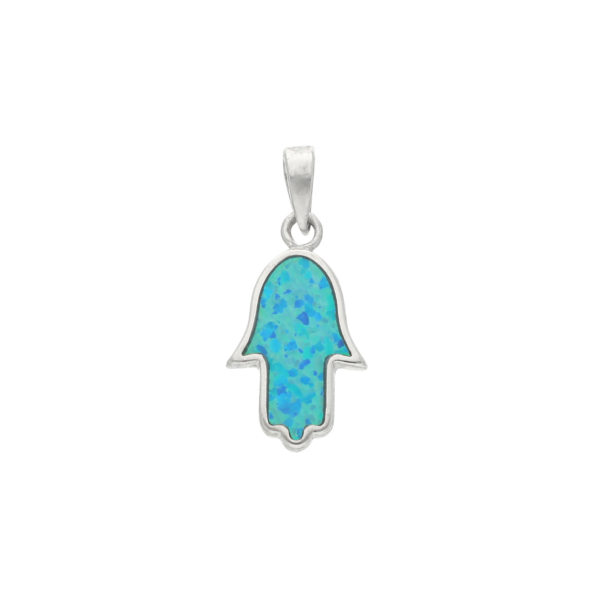 Sterling Silver Opal Filled Hamsa Charm