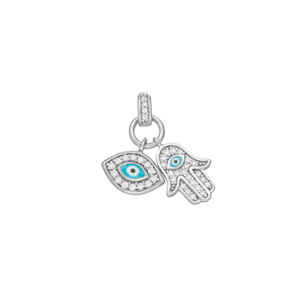 Sterling Silver Hamsa and Evil Eye Charm