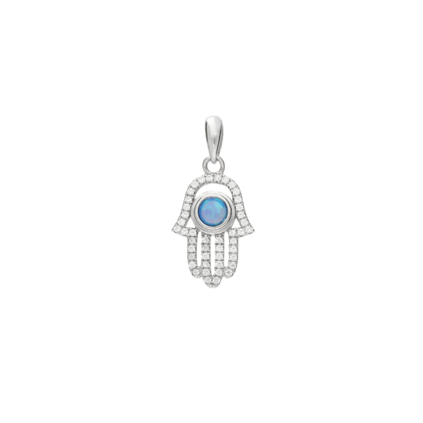 Sterling Silver Hamsa with Stone Charm