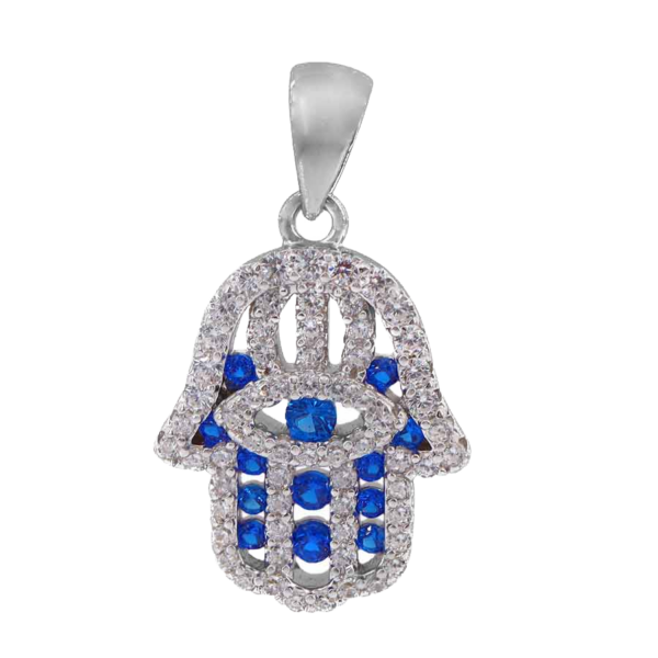 Sterling Silver Blue Stone Hamsa Charm