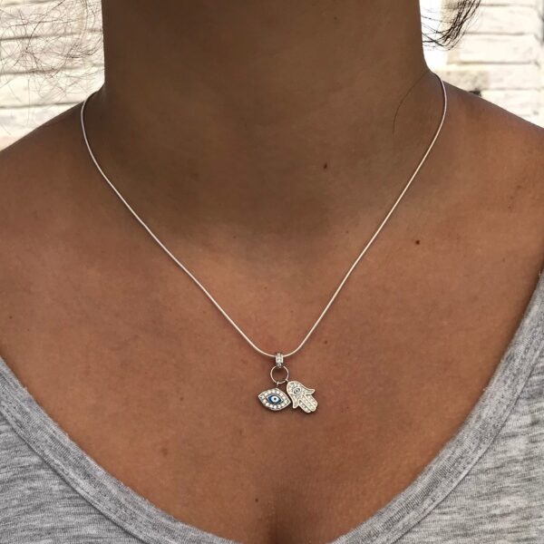 Sterling Silver Hamsa and Evil Eye Charm