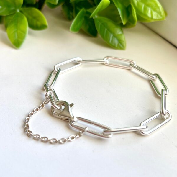 Paperclip Bracelet with Safety Chain