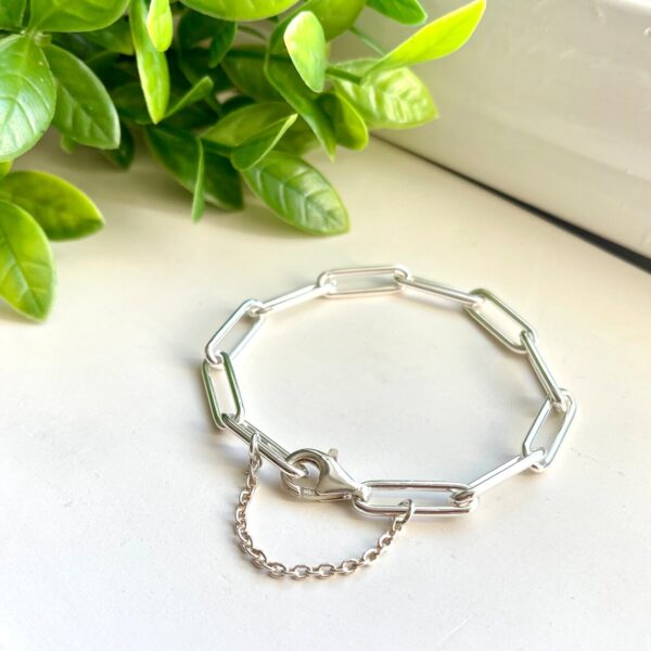 Paperclip Bracelet with Safety Chain