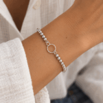 4mm Bead with Round Charm Bracelet