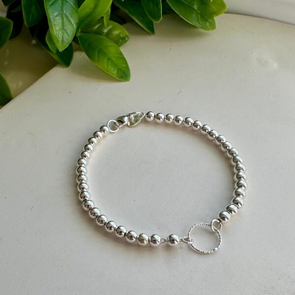 4mm Bead with Round Charm Bracelet