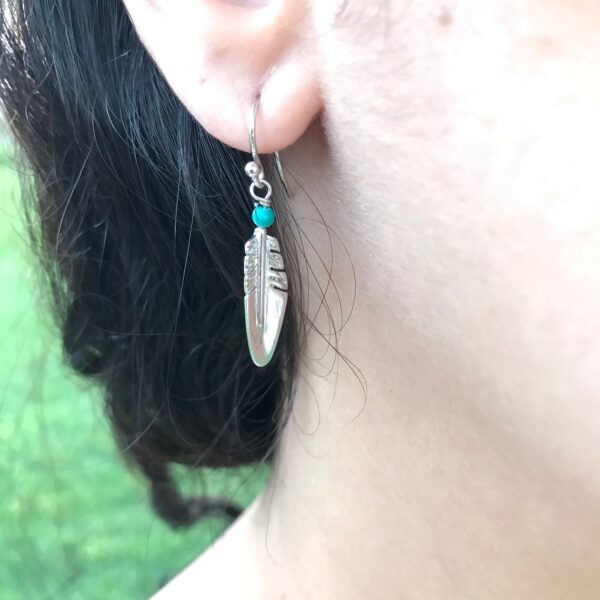 Blue Bead Feather Earring