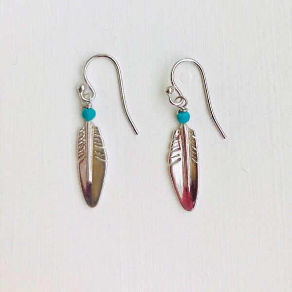 Blue Bead Feather Earring