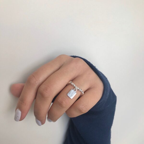 Tag Charm Ring on Elastic