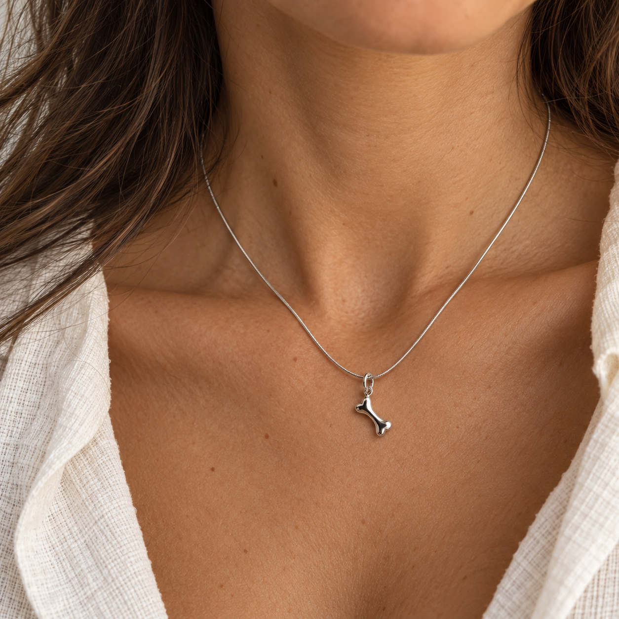 Snake Chain Dog Bone Necklace - Image 3