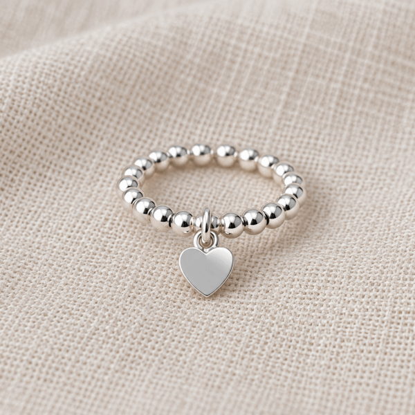 Heart Charm Ring on Elastic