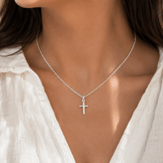 18mm x 15mm Chain Cross Silver Necklace