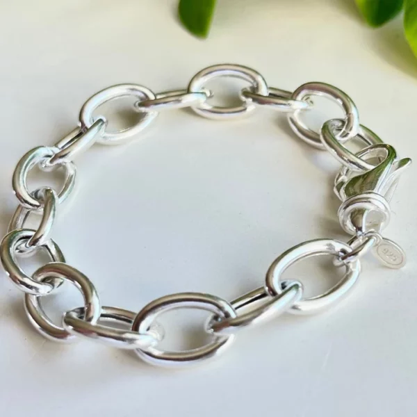 16mm x 11mm Oversized Chunky Silver Bracelet