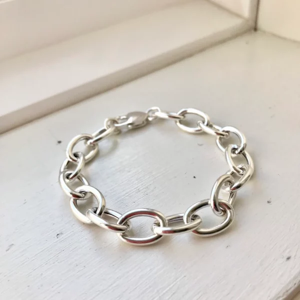 16mm x 11mm Oversized Chunky Silver Bracelet