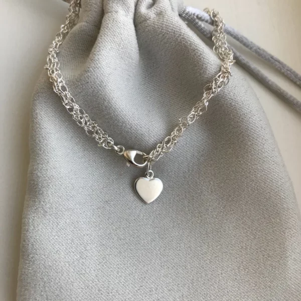 1mm & 2mm Chain Heart Bracelet