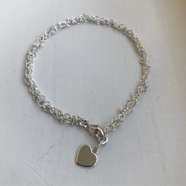 1mm & 2mm Chain Heart Bracelet