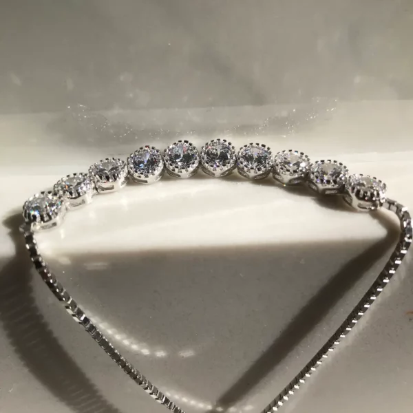 1mm Box Chain Cubic Zirconia Bracelet