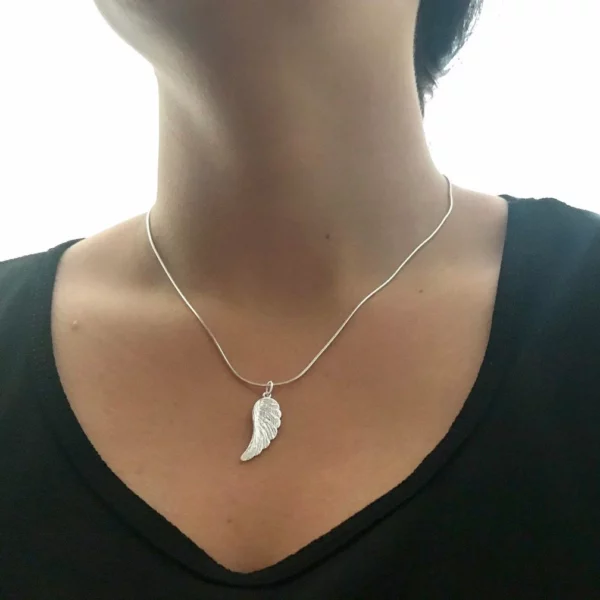 1mm Snake Chain Angel Wing Necklace