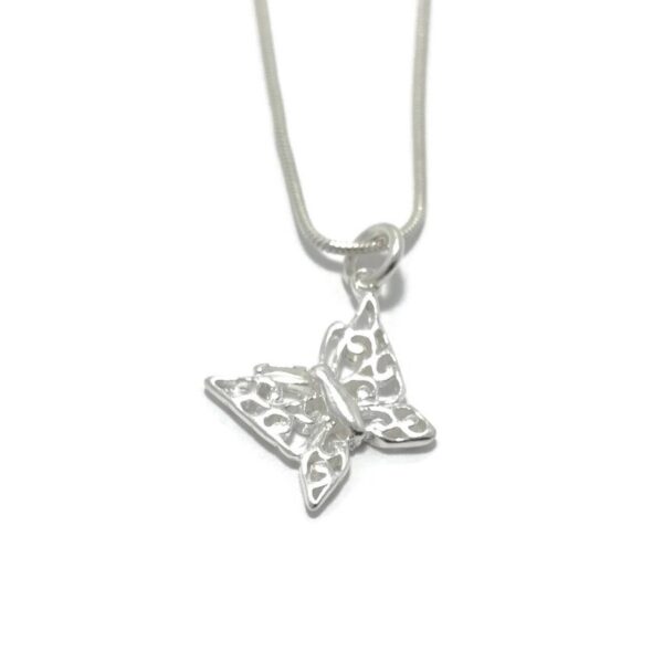1mm Snake Chain Butterfly Charm Necklace