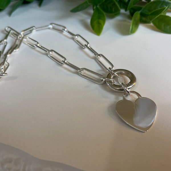 21mm x 6mm Paperclip Chain Heart Heavy Necklace