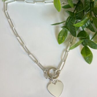 21mm x 6mm Paperclip Chain Heart Heavy Necklace