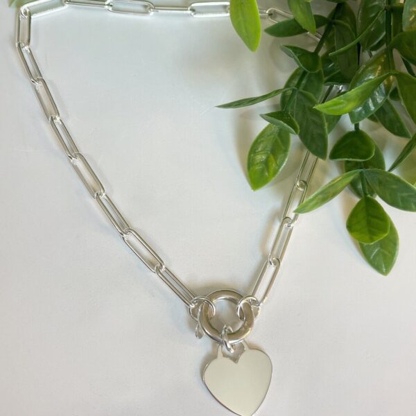 Paperclip Chain Heart Heavy Necklace