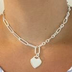21mm x 7mm Paperclip Chain Engravable Heart Necklace