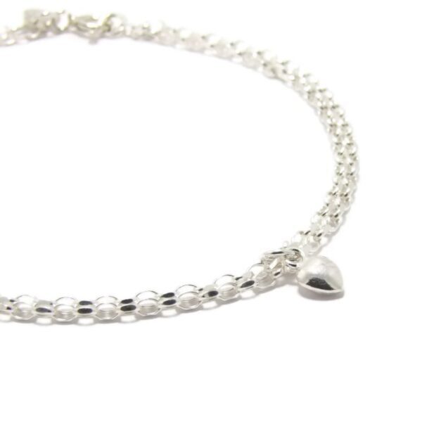 3mm x 2mm Chain Double Heart Charm Bracelet