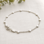 1mm Cable Chain Hammered Beads Bracelet