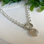 9mm x 8mm Chunky Cable Chain Disc Charm Necklace