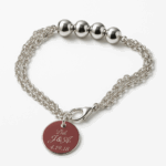 2mm Triple Chain Ball Beads Disc Charm Bracelet