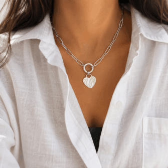 21mm x 6mm Paperclip Chain Heart Heavy Necklace