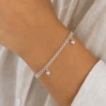 3mm x 2mm Chain Double Heart Charm Bracelet