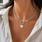 9mm x 8mm Chunky Cable Chain Disc Charm Necklace