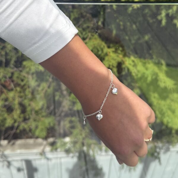 2mm Chain Hearts Charm Necklace