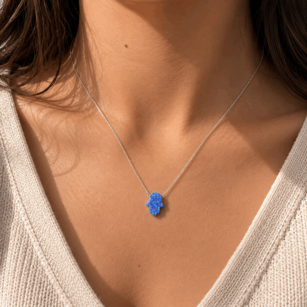 Opal Hamsa Hand Symbol necklace