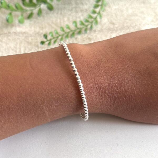 3mm Silver Ball Bead Stretch Bracelet